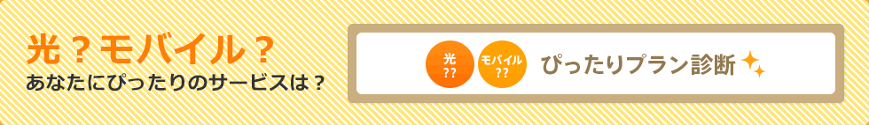 光？モバイル？あなたにぴったりのサービスは？ - ぴったりプラン診断