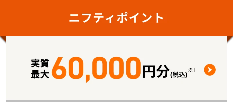 ニフティポイント実質最大60,000円分(税込)