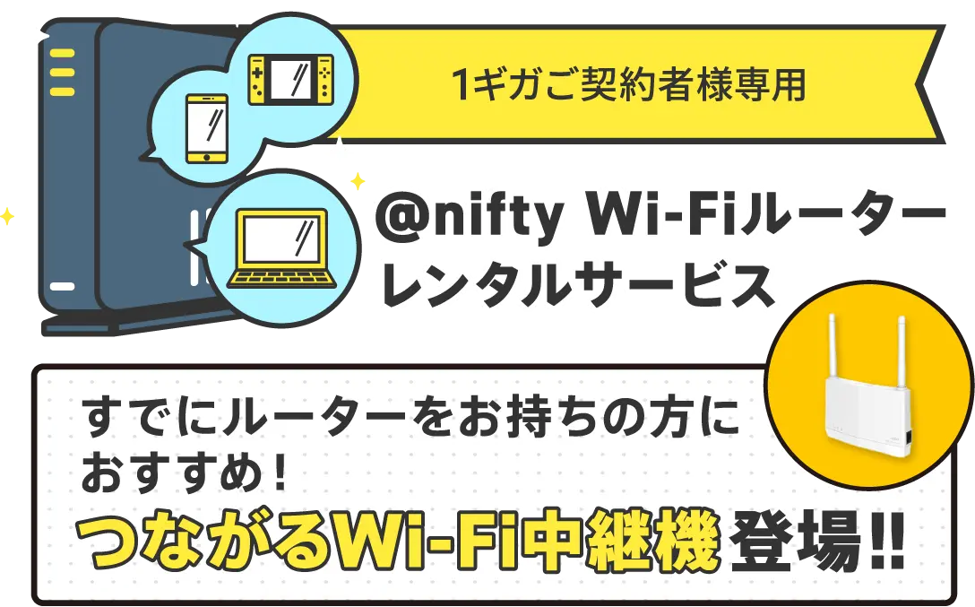 @nifty Wi-Fi ルーターレンタルサービス 新プラン　Wi-Fi6対応ルーター登場!!