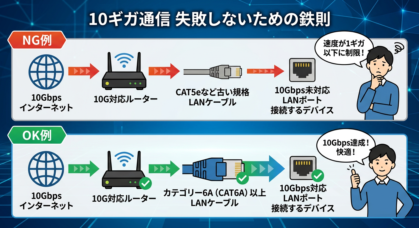 LANケーブルや接続デバイス（PC・LANカード等）の落とし穴