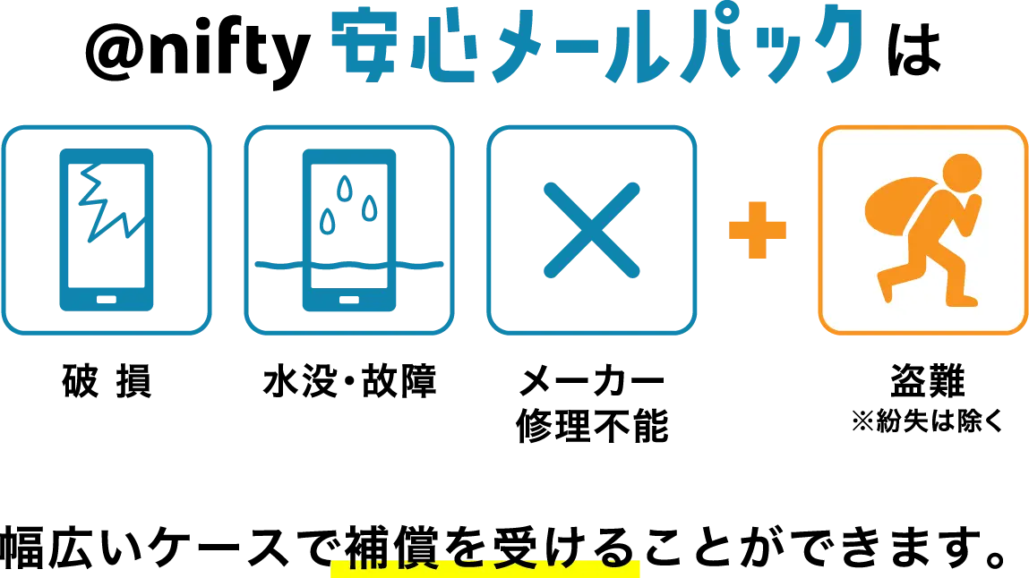 破損・水没故障・メーカー修理不能・盗難※紛失は除く