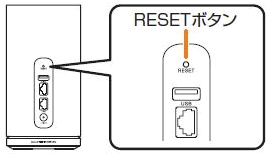 本製品の電源が入った状態で、背面にあるResetボタンを先の細いもので約2秒以上押します